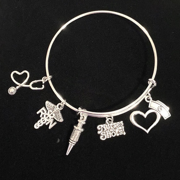 RN Nurse Bracelet Nurses Call The Shots May Be Personalized - Picture 2 of 7